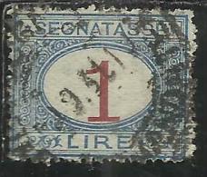 ITALIA REGNO ITALY KINGDOM 1890 - 1894 SEGNATASSE DEL 1870 TAXES DUE TASSE CIFRA NUMERAL LIRE 1 TIMBRATO USED - Strafport