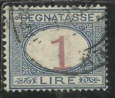 ITALIA REGNO ITALY KINGDOM 1890 - 1894 SEGNATASSE 1870 TAXES DUE TASSE CIFRA NUMERAL LIRE 1 TIMBRATO VARIETA´  USED - Taxe