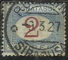 ITALIA REGNO ITALY KINGDOM 1903 SEGNATASSE TAXES DUE TASSE CIFRA NUMERAL LIRE 2  USATO USED - Postage Due