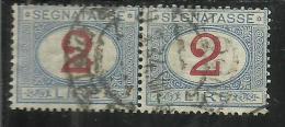 ITALIA REGNO ITALY KINGDOM 1903 SEGNATASSE TAXES DUE TASSE CIFRA NUMERAL LIRE 2 COPPIA USATA PAIR USED - Taxe