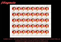 CUBA. PLIEGOS. 2004-05 75 ANIVERSARIO DE LA MUERTE DE JULIO ANTONIO MELLA. LÍDER ESTUDIANTIL - Hojas Y Bloques