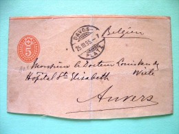 Switzerland 1895 Newspaper Band Davos To Anvers Belgium - Pre Print Stamp - Briefe U. Dokumente