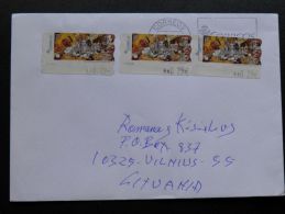 Cover Sent From Spain Atm Machine Stamps Musical Instrument Food - Covers & Documents