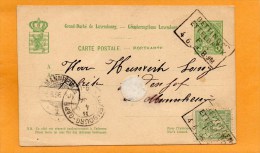 Bettingen Ettelbruck Luxembourg 1896 Card Mailed Wit Add Stamp - Postwaardestukken