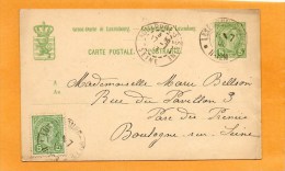 Luxembourg 1904 Card Mailed Wit Add Stamp - Postwaardestukken