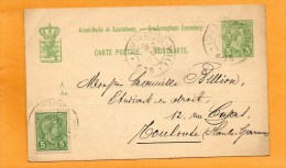 Luxembourg 1904 Card Mailed Wit Add Stamp - Entiers Postaux