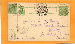 Luxembourg 1907 Card Mailed Wit Add Stamp - Postwaardestukken