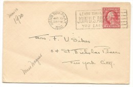 US - 3 - 1920  COVER From HUDSON TERM. STA., NY - Mechanical Cancel LEARN WHILE JOIN US ARMY - Storia Postale