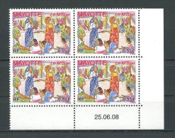 MAYOTTE 2008  N° 217 ** Bloc De 4 Coin Daté Neuf = MNH Superbe Tradition  Danse Du M'Biwi  Dance - Nuevos