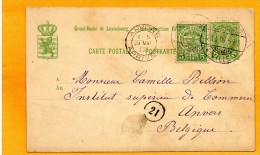 Luxembourg 1908 Card Mailed Wit Add Stamp - Postwaardestukken