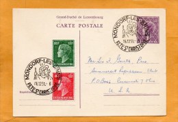Luxembourg 1951 Card Mailed With Add Stamp - Ganzsachen