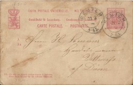 LUXEMBOURG 1894 - PRE-STAMPED POSTAL CARD OF 10 C FROM  REMICH FEB 21,   REJAL255/6 - 1882 Allegory