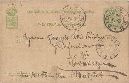 LUXEMBOURG 1895 - PRE-STAMPED POSTAL CARD OF 5 C FROM DIEKIRCH A HOSINGEN AUG 2   REJAL255/36 - 1882 Allégorie
