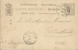 LUXEMBOURG 1887 - PRE-STAMPED POSTAL CARD OF 5 C FROM DIEKIRCH A DIEKIRCH JUL 28   REJAL255/22 - 1882 Allegory