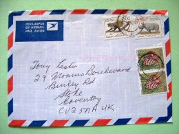 South Africa 1997 Cover To England - Protea Flowers - Rhinoceros - Monkey - Storia Postale