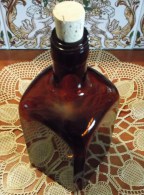 GLASS Bottle With CORK Brown Dark Amber FLASK Design Art AMBRE Le Verre Bouteille - Whisky