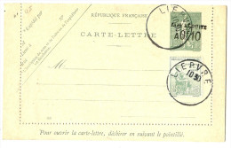 LBL26BIS - CL SEMEUSE LIGNEE 15c TAXE REDUITE 10c DATE 505 + COMPL.T ORPHELINS 5c+5c OBL.LIEPVRE NON ECRITE - Letter Cards