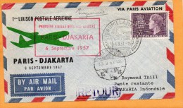 Luxembourg Paris Djakarta 1957 Air Mail Cover Mailed - Brieven En Documenten