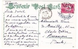 Türkei 20 Para Rot Gest. 8.4.1911 Jerusalem Auf AK Vom Jordan Nach Besançon F - Storia Postale