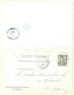 LBL26BIS - CPRP SAGE 15c+15c REPIQUAGE CHAUMEL DU PLANCHAT PARIS/GAND MARS 1892 - Overprinter Postcards (before 1995)