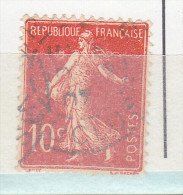 FRANCE N°138 10C ROUGE TYPE SEMEUSE ANNEAU LUNE A L'EPAULE OBL - Usados