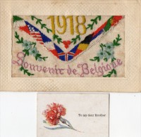 CPA 667- MILITARIA - Carte Brodée Militaire - Guerre 1914 - 18 - Souvenir De Belgique 1918 - Drapeaux - Embroidered