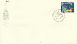 CANADA 1981 - FDC: MAP OF CANADA IN 1905 W  1 ST OF 17 C POSTM OTTAWA JUN 30, 1981 RECA2191 - 1981-1990