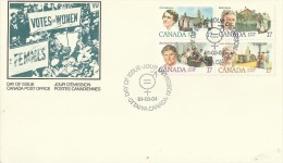 CANADA 1981 - FDC:WOMEN RIGHTS-VOTES FOR WOMEN (4 WOMEN ACTIVISTS) BLOCK OF 4 STS OF 17 C POSTM OTTAWA MAR 4, 1981RECA21 - 1981-1990
