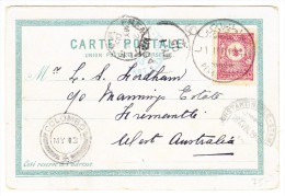 AK Pera 1905 Nach West Australien Transit-Stempel Aden Und Colombo - Storia Postale