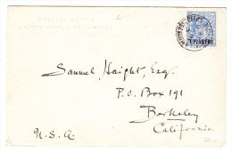 Lettre De L´Ambassade Des USA  "Britisch Post Office" 8.4.1913 Pour La Californie - Covers & Documents