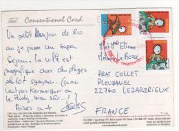 3 Timbres  / Carte , Postcard  Pour La France - Storia Postale