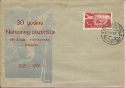 30 Years Of Theatre In Bosnia And Herzegovina, Sarajevo, 25.11.1951., Yugoslavia, Cover - Cartas & Documentos