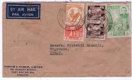 BURMA / MYANMAR - AIR MAIL COVER TO ITALY 1949 - Myanmar (Birmanie 1948-...)