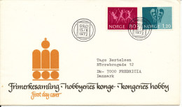 Norway FDC InterJunex ´72 Youth Stamp Exhibition 15-8-1972 Complete With Cachet Sent To Denmark - FDC