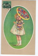 Enfant , Fillette ,child ,  Ombrelle Et Poupée , Illustration Zandrino - Zandrino