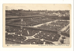 Cp, 37, Villandry, Vue Générale Des Jardins Renaissance Et Le Village - Autres & Non Classés