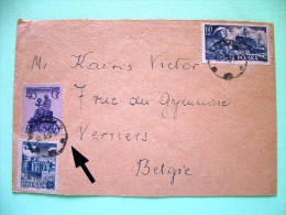 Poland 1957 Cover To Belgium - Ships - Fisherman - Copernicus Statue - Plane (airmail) - Briefe U. Dokumente