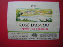 ETIQUETTE  1966  ROSE D'ANJOU   APPELLATION CONTROLEE SOCIETE DES VINS DE FRANCE  NEGOCIANTS A MONTREUIL BELLAY M Et L - Vino Rosado