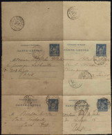 TYPE SAGE / 1898-99 - 4 CARTES LETTRE AVEC DATE / COTE 20.00 € (ref 5729) - Letter Cards