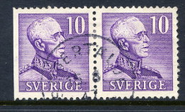 SWEDEN 1939  Gustav V 10 öre Type II Se-tenant Pair Used.  Michel 256 II Dl/B - Usados