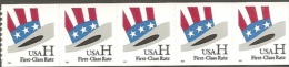 Strip Of 5 1998 USA Uncle Sam's Hat Coil Stamp Sc#3265 Self-adhesive Flag Costume H(33c) Unusual - Francobolli In Bobina