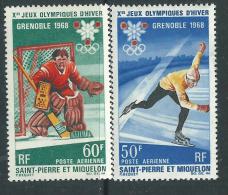 St Pierre Et Miquelon P A N° 40 / 41  X Jeux Olympiques D´hiver à Grenoble, La Paire Trace De Charnière Sinon TB - Unused Stamps