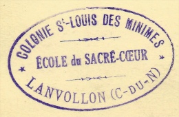 CACHET 22 "LANVOLLON Colonie St-Louis Des Minimes - Ecole Du Sacré-Coeur" Sur CPA Eglise Saint Quay Portrieux - Lanvollon