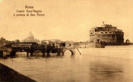 ROMA 1916 - CASTEL SANT.ANGELO E VEDUTA DI SAN PIETRO -  FORMATO PICCOLO - C092 - Castel Sant'Angelo