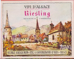 Etiquette VIN - ALSACE  RIESLING Maurice SCHOECH - VITIC à Ammerschwihr - Riesling