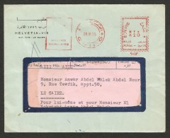 EGYPT HELVETIA - VIE CAIRO 1955 COMMERCIAL LOCAL WINDOW COVER MACHINE CANCELLATION -METER FRANKING 10 MILLS - Briefe U. Dokumente