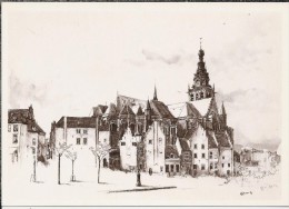 NL.- Nijmegen. St. Stevenskerk Met Kanunnikenhuisjes Naar Een Tekening Van Marius Jansen. 2 Scans - Nijmegen