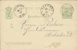 Luxembourg Postal Stationery Ganzsache Entier 5 C REDANCE / STEINFORT 1887 To HOBSCHEID (2 Scans) - Stamped Stationery
