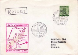 First SAS Flight SCHWEDEN 1956 - 40? Marke Auf Brief Gel.v. Stockholm über Riga Nach Moskau Und Retour - Covers & Documents