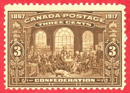 Canada #  135 - 3 Cents  - Mint N/H - Dated  1917 - Fathers Of Confederation /  Pères De La Confédération - Ungebraucht